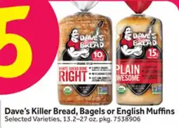 Stop&Shop Dave's Killer Bread, Bagels or English Muffins offer