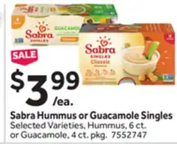 Stop&Shop Sabra Hummus or Guacamole Singles offer