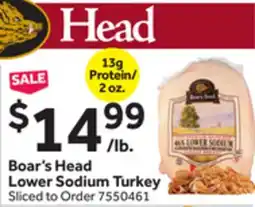 Stop&Shop Boar's Head Lower Sodium Turkey offer