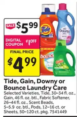 Stop&Shop Tide, Gain, Downy or Bounce Laundry Care offer