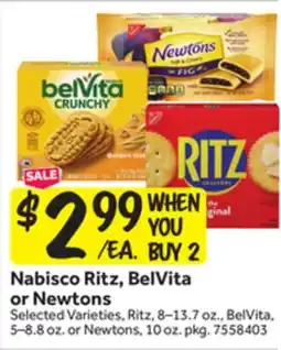 Stop&Shop Nabisco Ritz, BelVita or Newtons offer