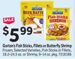 Stop&Shop Gorton's Fish Sticks, Fillets or Butter y Shrimp offer