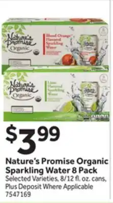 Stop&Shop Nature's Promise Organic Sparkling Water 8 Pack offer