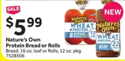 Stop&Shop Nature's Own Protein Bread or Rolls offer