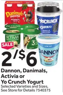 Stop&Shop Dannon, Danimals, Activia or Yo Crunch Yogurt offer