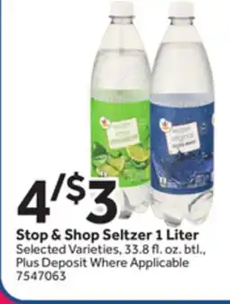 Stop&Shop Stop & Shop Seltzer 1 Liter offer
