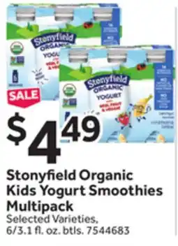 Stop&Shop Stonyfield Organic Kids Yogurt Smoothies Multipack offer