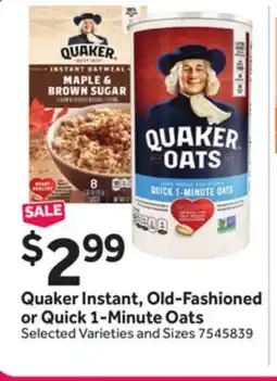 Stop&Shop Quaker Instant, Old-Fashioned or Quick 1-Minute Oats offer