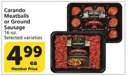 Vons Carando Meatballs or Ground Sausage offer
