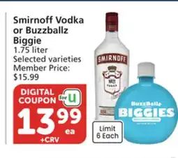 Vons Smirnoff Vodka or Buzzballz Biggie offer