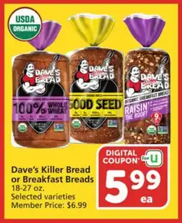 Vons Dave's Killer Bread or Breakfast Breads offer