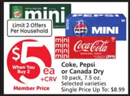 Vons Coke, Pepsi or Canada Dry offer