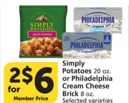 Vons Simply Potatoes 20 oz. or Philadelphia Cream Cheese Brick 8 oz offer