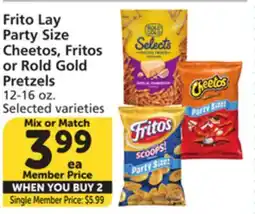Vons Frito Lay Party Size Cheetos, Fritos or Rold Gold Pretzels offer