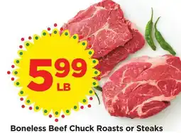 Food 4 Less Boneless Beef Chuck Roasts or Steaks offer