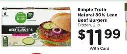 Ralphs Simple Truth Natural 80% Lean Beef Burgers offer