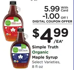 Ralphs Simple Truth Organic Maple Syrup offer