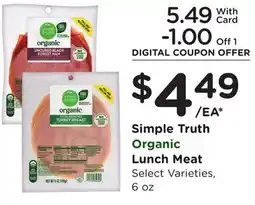 Ralphs Simple Truth Organic Lunch Meat offer