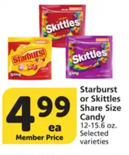 Pavilions Starburst or Skittles Share Size Candy offer
