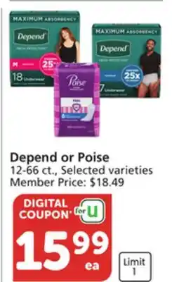 Pavilions Depend or Poise offer