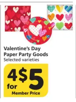 Albertsons Valentine's Day Paper Party Goods offer