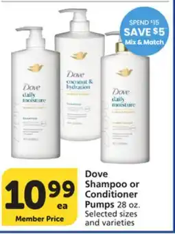 Albertsons Dove Shampoo or Conditioner Pumps offer