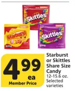 Albertsons Starburst or Skittles Share Size Candy offer