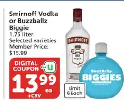 Albertsons Smirnoff Vodka or Buzzballz Biggie offer
