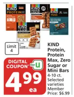 Albertsons KIND Protein, Protein Max, Zero Sugar or Mini Bars offer