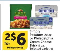 Albertsons Simply Potatoes 20 oz. or Philadelphia Cream Cheese Brick 8 oz offer