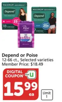 Albertsons Depend or Poise offer