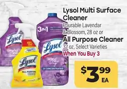 Tony’s Fresh Market Lysol Multi Surface Cleaner 28 oz or All Purpose Cleaner 32 oz offer