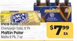 Tony’s Fresh Market Inca Kola Champaign Soda, 12 Pk Maltín Polar Malta offer