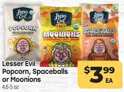Tony’s Fresh Market Lesser Evil Popcorn, Spaceballs or Moonions offer