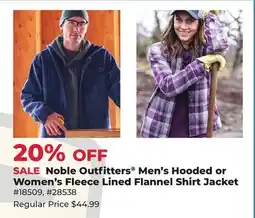 Runnings Noble Outfitters Men's Hooded or Women's Fleece Lined Flannel Shirt Jacket offer