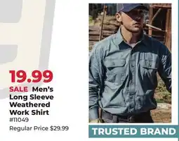 Runnings Men's Long Sleeve Weathered Work Shirt offer