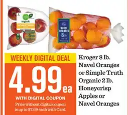 Mariano's Kroger 8 lb. Navel Oranges or Simple Truth Organic 2 lb. Honeycrisp Apples or Navel Oranges offer