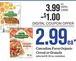 Mariano's Cascadian Farm Organic Cereal or Granola offer