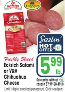 Jewel-Osco Eckrich Salami or V&V Chihuahua Cheese offer