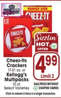 Jewel-Osco Cheez-Its Crackers 17-21 oz. or Kellogg's Multipacks 12 ct offer