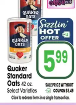 Jewel-Osco Quaker Standard Oats offer