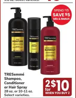 Jewel-Osco TRESemmé Shampoo, Conditioner or Hair Spray offer