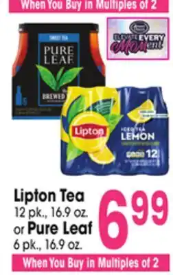 Jewel-Osco Lipton Tea 12 pk., 16.9 oz. or Pure Leaf 6 pk., 16.9 oz offer