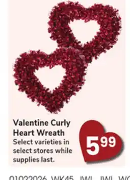 Jewel-Osco Valentine Curly Heart Wreath offer