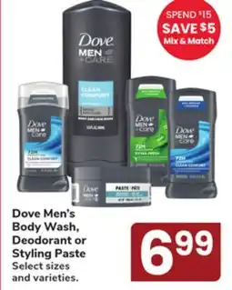 Jewel-Osco Dove Men's Body Wash, Deodorant or Styling Paste offer