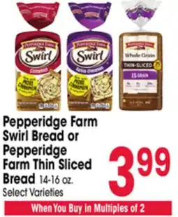 Jewel-Osco Pepperidge Farm Swirl Bread or Pepperidge Farm Thin Sliced Bread offer