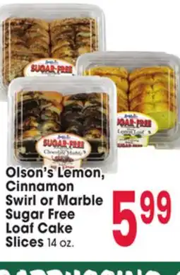 Jewel-Osco Olson's Lemon, Cinnamon Swirl or Marble Sugar Free Loaf Cake Slices offer