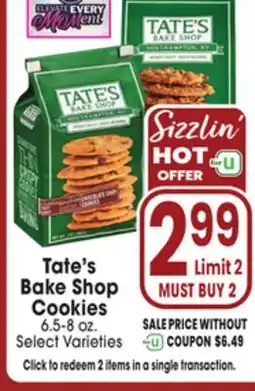 Jewel-Osco Tate's Bake Shop Cookies offer