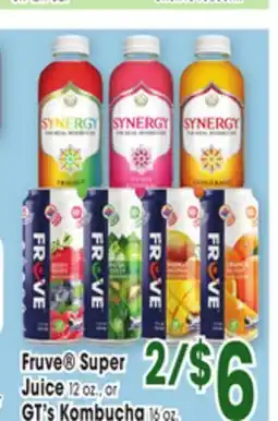 Jewel-Osco Fruve Super Juice 12 oz., or GT's Kombucha 16 oz offer