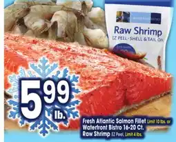 Jewel-Osco Fresh Atlantic Salmon Fillet Waterfront Bistro 16-20 Ct. Raw Shrimp offer